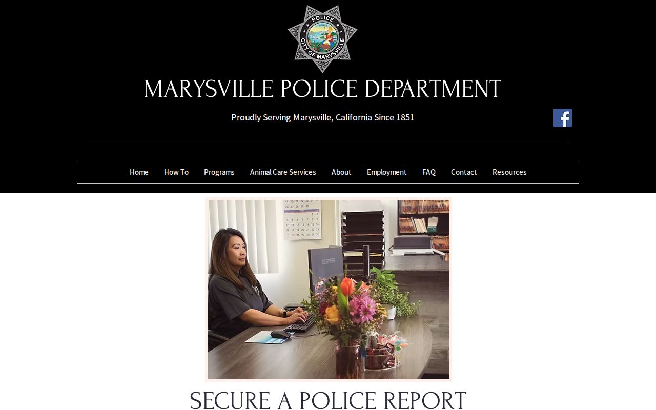 Marysville Police report request page for arrest and incident records