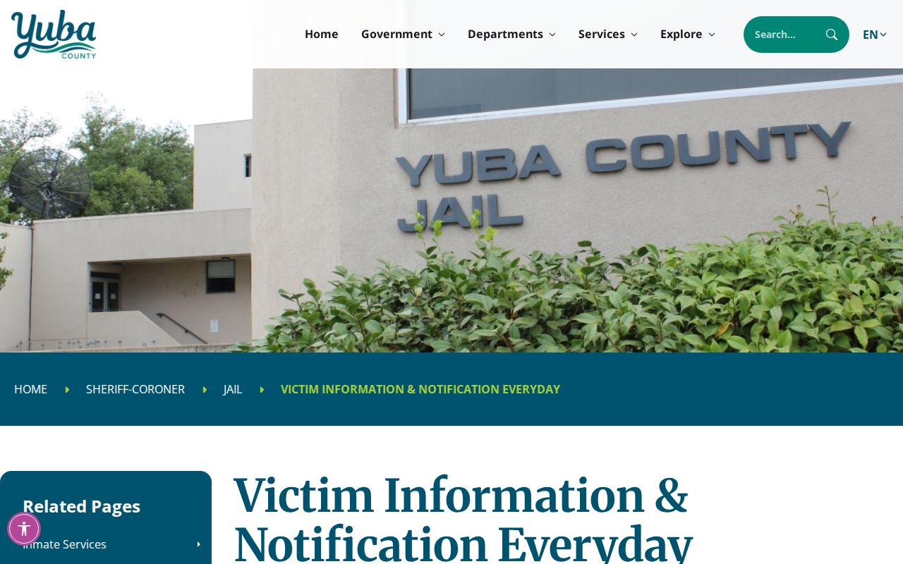 Yuba County California State VINE custody notification information