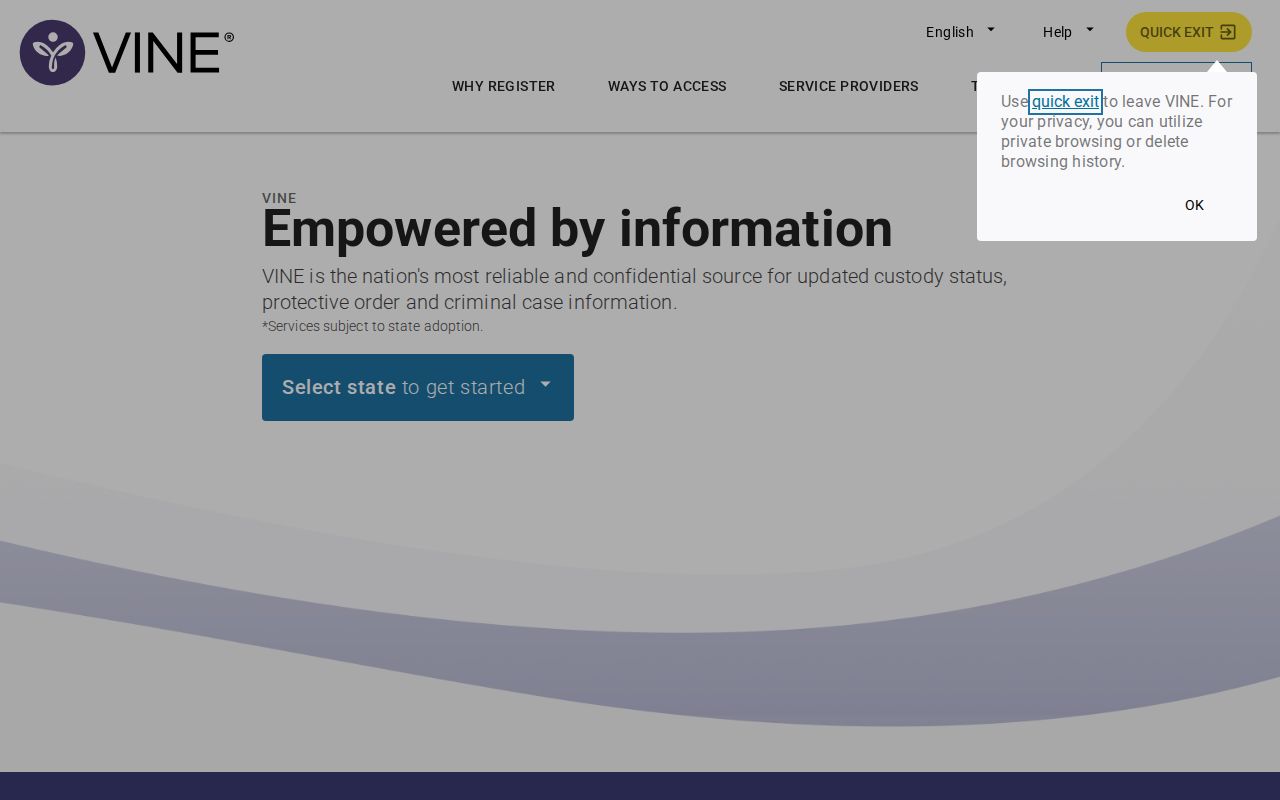 Yuba County VINELink custody alert registration controls